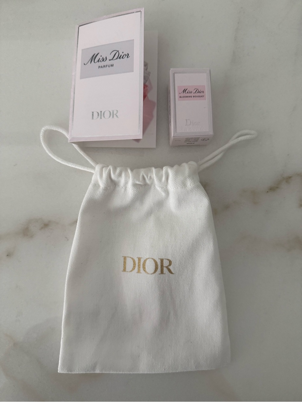 NEW! Dior Drawstring Pouch with Miss Dior Samples